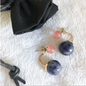 BaubleBar Double Bead Earrings - Pink and Blue Contemporary Statement Earrings